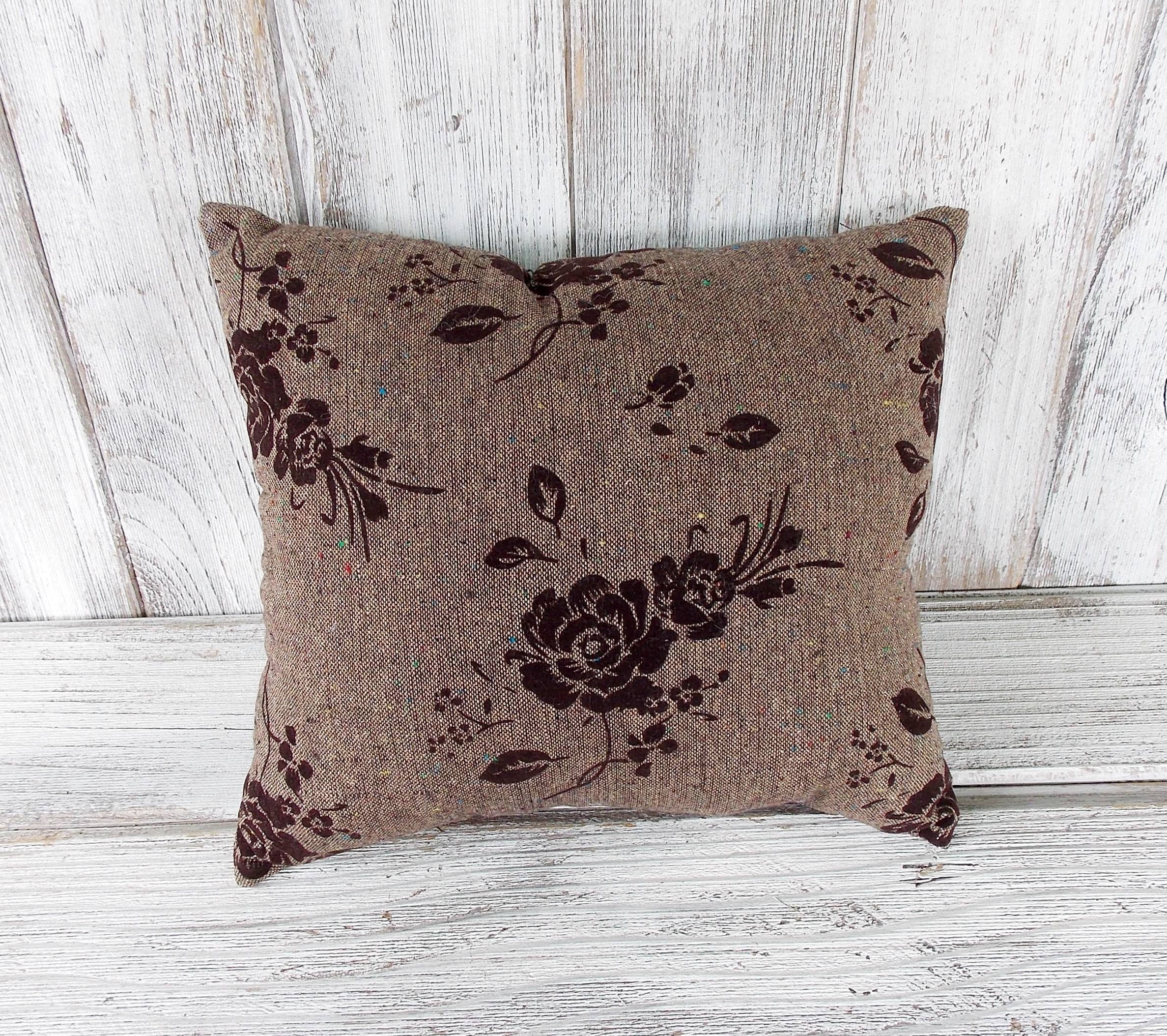 Pillow Cushion Stuffed Throw Brown Flowers Home Decor Etsy Ireland