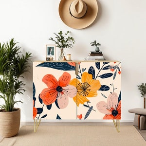 Floral Print Sideboard: Handmade Entryway Cabinet (Made in USA)