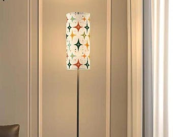 Mid-Century Starburst Linen Floor Lamp: Adjustable LED, Atomic Style