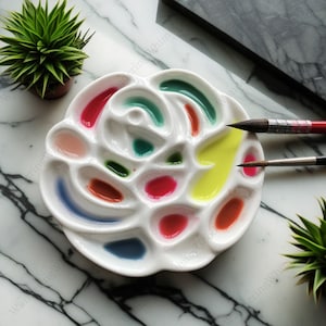 Palette de peinture en céramique, Palette de peinture aquarelle en céramique, Palette de peinture faite main, Gif pour peintres, Cadeau de Noël