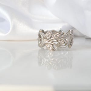 Vintage Sterling Silver 925 Cz Eternity Vine Wedding Band Ring Size 6