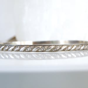 Vintage Art Nouveau Sterling Silver 925 Vines Scroll Bangle Slip on Bracelet 8&quot;