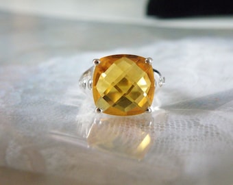Sterling Silver 925 3.66ct Ametista Madeira Yellow Citrine Ring Size 5
