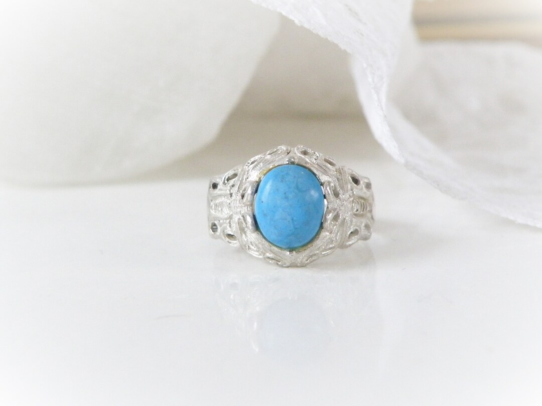 Vintage Sterling Silver 925 Turquoise Butterfly Filigree Ring Size 9 - Etsy