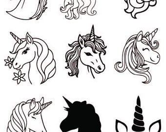 Cute unicorn Heads, Unicorn SVG, Cute SVG, Magical SVG, Cute Unicorns, Cricut Design Instant Digital Download