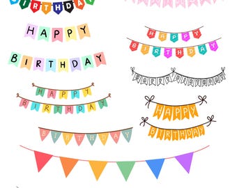 Birthday Banners Styles Instant Digital Download Birthdays clipart images activities invitations SVG PNG JPG