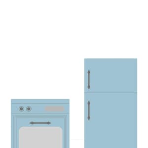 Refrigerador y estufa azules / Muebles para casa de muñecas / Descarga imprimible / Manualidades