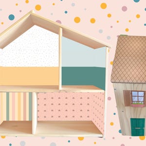 Farbenfrohe, abgemessene Ikea Tapete fürs Puppenhaus Größe Vorlage zum Ausdrucken zu Hause | Basteln mit Papier für Miniaturwelten