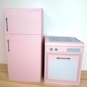 Mobili di carta per case delle bambole creative / Modello di cucina in PDF / Progetto di bricolage con carta divertente / Mini elettrodomestico per frigorifero e fornello