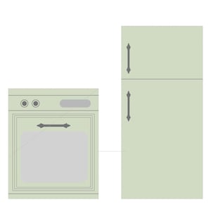 Refrigerador y estufa verdes / Muebles para casa de muñecas / Descarga imprimible / Manualidades