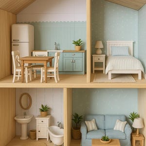 Papel pintado decorativo de casa verde pastel / Calcomanía Flisat de Ikea / Descarga digital