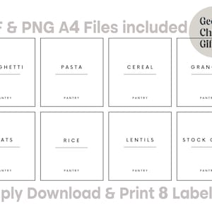 Minimalist Baking Pantry Labels – Digital Download - Modern Printable Black & White Kitchen Organisation Stickers