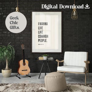 Common People - Pulp - Song Lyric Poster Wall Art Print - Printable Wall Art - Digital Download