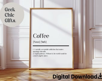 Coffee Definition Print - Dictionary Print - Definition Print - Kitchen Print - Caffeine Print - Coffee Lover Print - Home Bar Print