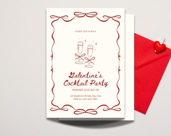 Galentine's Cocktail Party Invitation | Valentine's Girls Night Out | Editable Digital Download | Printable Galentine Invite