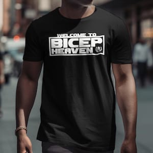 Unisex Fitness Shirt | Welcome to Bicep Heaven | Funny Fitness Apparel, Workout Gear, Gift for Gym Lovers, Gift For Athletes, Lifting Shirt