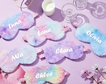 Máscara de dormir de unicornio personalizada: máscara de ojos de felpa suave personalizada para la hora de la siesta (se enviará un color aleatorio)