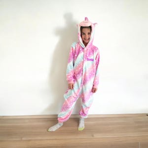 Custom Name Unicorn Cosmic Kids Jumpsuit - Personalized Fleece Onesie for Children