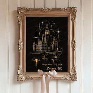 Personalisierte London UK Reise Memento Wandkunst, individuelles England Reiseplakat, individuelles Großbritannien Postkartenandenken Geschenk für Paare Familie