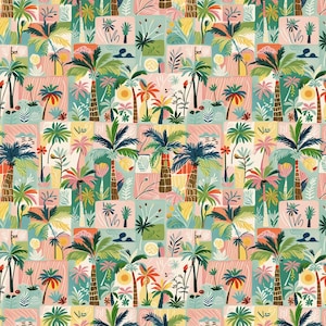 Tropical Seamless Pattern Palm Tree Seamless Pattern Hawaii Seamless Pattern Island Paradise Repeating Pattern Hawaiian Pattern Colorful