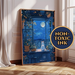 White Cat Wall Art, crème Britse korthaar, crème exotisch langharig kunstwerk, witte Cornish Devon Rex-print, Flame Point Ragdoll Memorial-cadeau