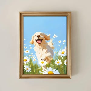 Happy Golden Retriever With Tongue Out Painting - Mother’s Day Golden Retriever Mom Gift, Custom Pet Dog Name Memorial Keepsake