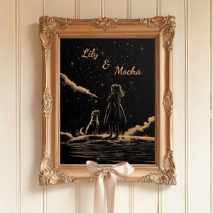 Ragazza personalizzata con Labrador Retriever Wall Art, regalo personalizzato per la mamma di Labrador Retriever, dipinto artistico personalizzato per BFF di Labrador Dog