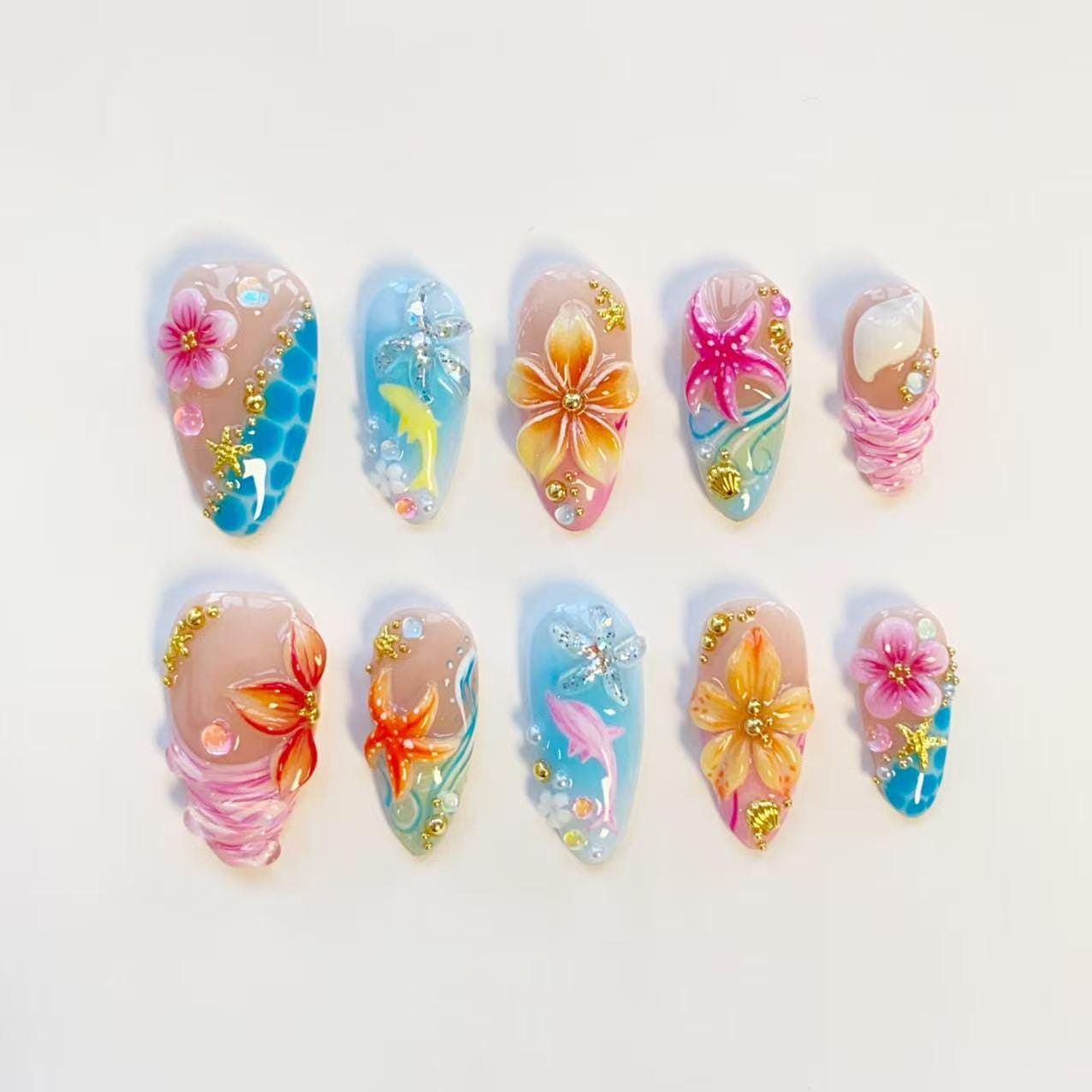ハンドメイド プレスオンネイル カラフル Press on nails - Etsy 日本
