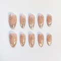 Glitter French cat eye nails/press on nails long almond nails/Silver Chrome nails/Star Nails/Silver nails/Elegant nails/Birthday nails