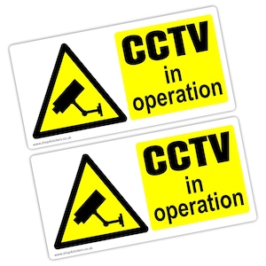 2 x FC4 Stickers CCTV in Operation Signs Warning Decals Security Camera System Recording Protected Property Home Shop Surveillance 100x50mm