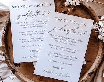 Godparent Proposal, Godmother Proposal, Godfather Proposal, Printable Proposal Card, Editable Card Template, Will You Be Their Godparent