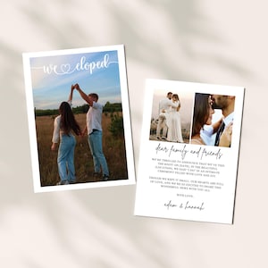 Foto Elopement Vorlage, Elopement Ankündigung, Einfache We Elopement Karte, Sofortiger digitaler Download, anpassbar, Drucken oder digital senden