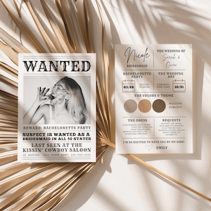 Plantilla de tarjeta de propuesta de dama de honor, SE BUSCA Western, Opciones de dama de honor, Descarga instantánea, 100 % personalizable, Tarjeta con detalles adicionales incluida