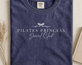 Pilates Princess Social Club T-Shirt | Pilates Coquette Bow Tee | Fitness Girl Aesthetics | Wellness Workout Shirt