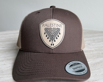 Palestine Keffiyeh Trucker Hat: Laser Engraved Patch, Unisex Design