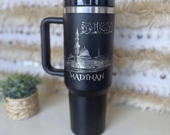 40oz Engraved Tumbler with Handle - Madina Al Masjid an Nabawi Double Wall Tumbler