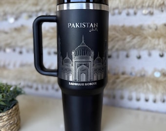 40oz Engraved Tumbler with Handle - Pakistan Badshahi Mosque Double Wall Tumbler