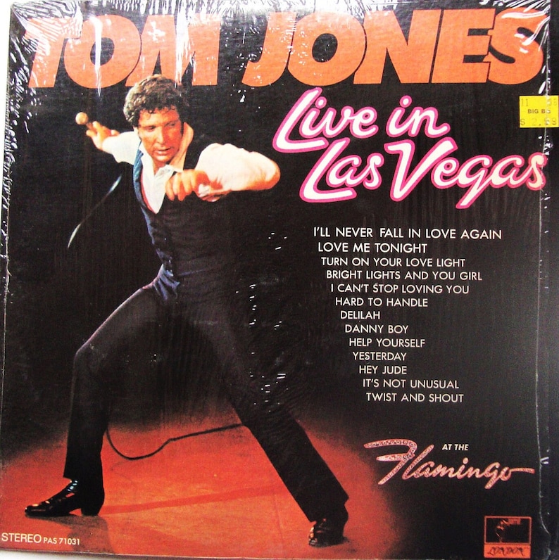 TOM JONES Live in Las Vegas 12 Vinyl LP Its Not Unusual 1969 Nm/Nm Stereo 33Rpm Factory Wrap Lounge Pop Parrot Records Vintage Fact Wrap image 1