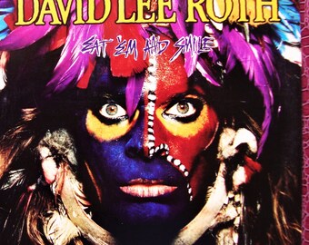 DAVID LEE ROTH “Eat ‘Em and Smile” Vintage Vinyl Lp Nm/Exc Cond Glam Metal Van Halen Diamond Dave 1986 Debut Album Sammy Hagar Orig Press