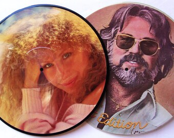 BARBARA Streisand 1984/KENNY Rogers 1983, 2 Vintage 12" Picture Discs Both NM Condition