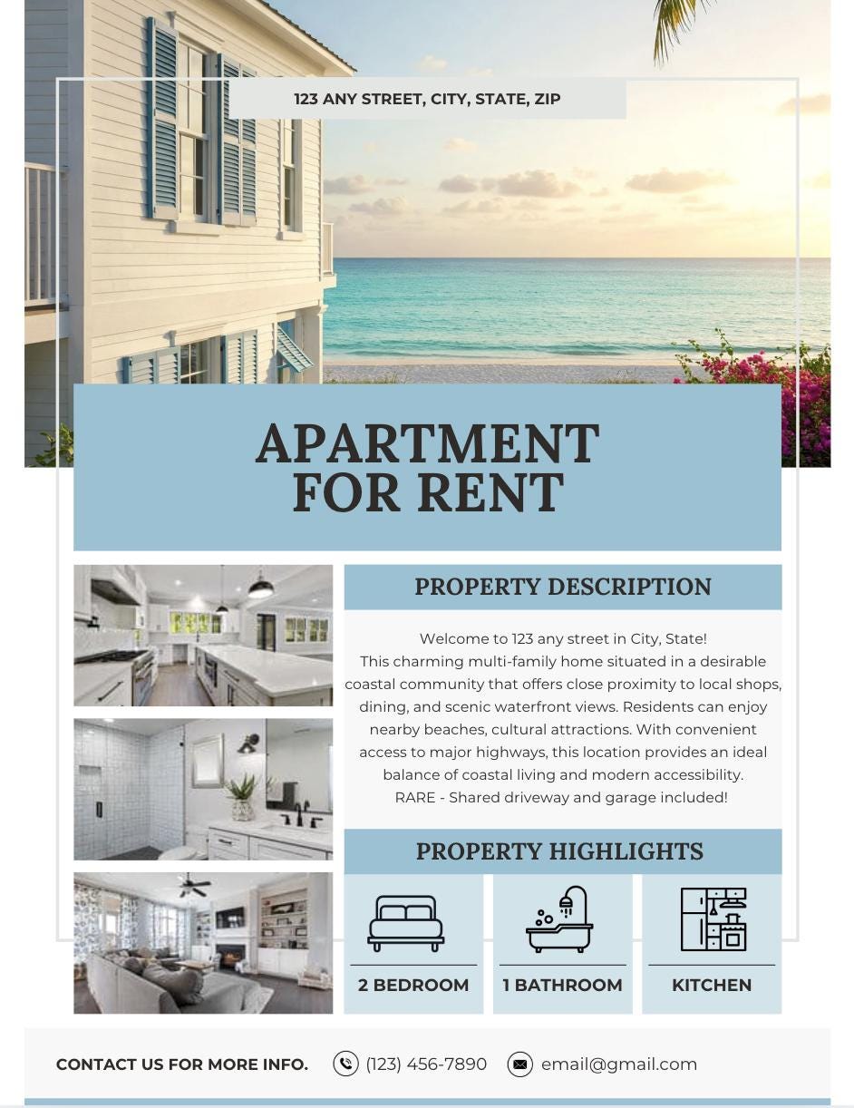 Room For Rent Flyer.pdf For Rent Flyer, Editable in Canva, Apartment for Rent Digital Flyer - Etsy