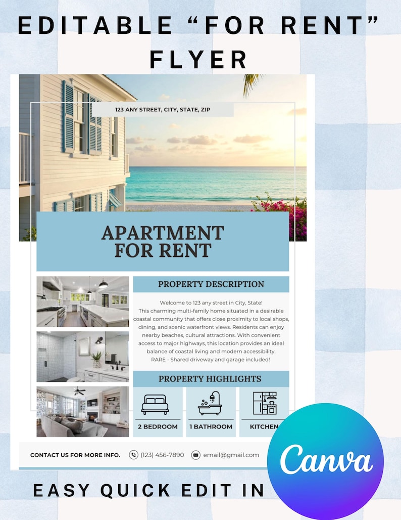 For Rent Flyer, Editable in Canva, Apartment for Rent Digital Flyer - Etsy