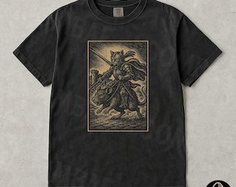 Medieval Cat Shirt, Funny Knight Cat Tee, Vintage Cat Graphic, DnD Fantasy Shirt, Renaissance Fair Outfit
