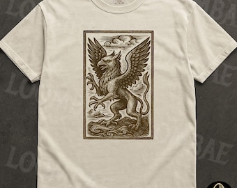 Griffin Shirt, Renaissance Mythology Tee, Antique Etching Creature Art, Classical Vintage Illustration Unisex T-Shirt