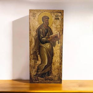 Matthieu le Saint-Apôtre et icône de l'évangéliste Art mural religieux Cadeau chrétien pour Matthieu spirituel Décoration d'intérieur oeuvre pour la foi et la dévotion