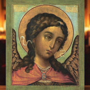 Archangel Michael Eastern Orthodox Icon Christian Wall Art Religious Gift for Home Prayer Corner