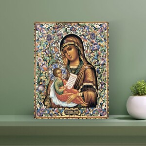 Mother of God 'Assuage My Sorrows' Icon: Wooden Orthodox Christian Art