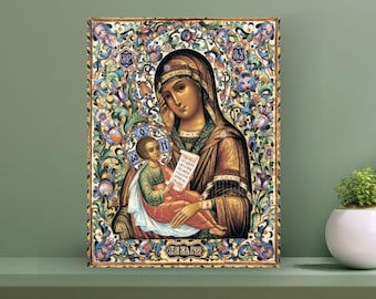 Mother of God Assuage My Sorrows Icon: Wooden Orthodox Christian Art