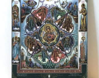 Unverbrannter Busch Ihrer Ikone - Jungfrau Maria Theotokos - Hölzerne religiöse Kunst