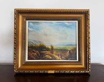 Antique Oil Painting: Signed Rural Mountain Landscape by Philipp Röth